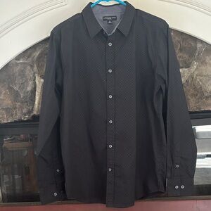 London Fog black Patterned Men's Dress Shirt size Medium